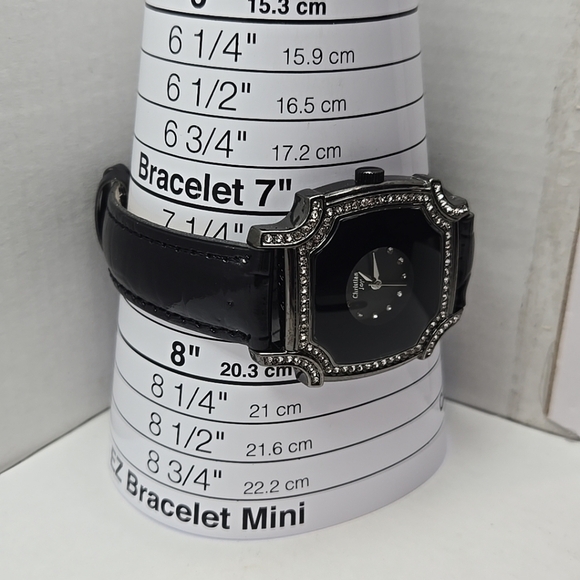 Womens Christian Joy Silver Tone Geometric Watch Crystals Leather New Battery main image 6